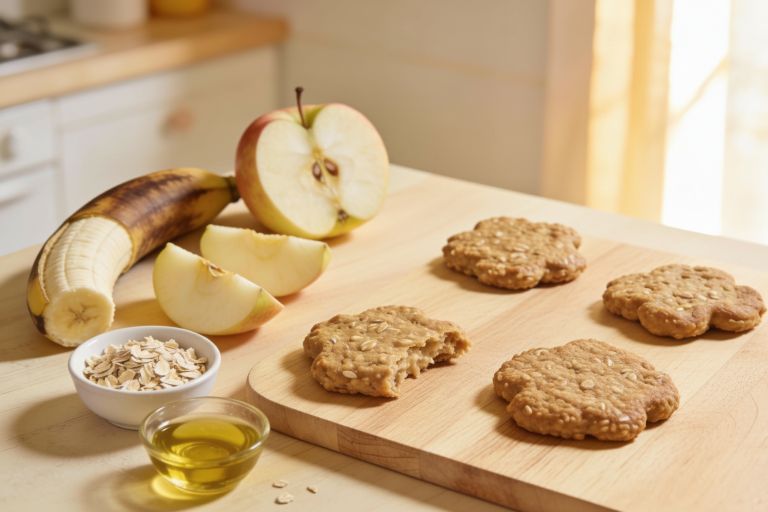 Galletas de avena, manzana y plátano