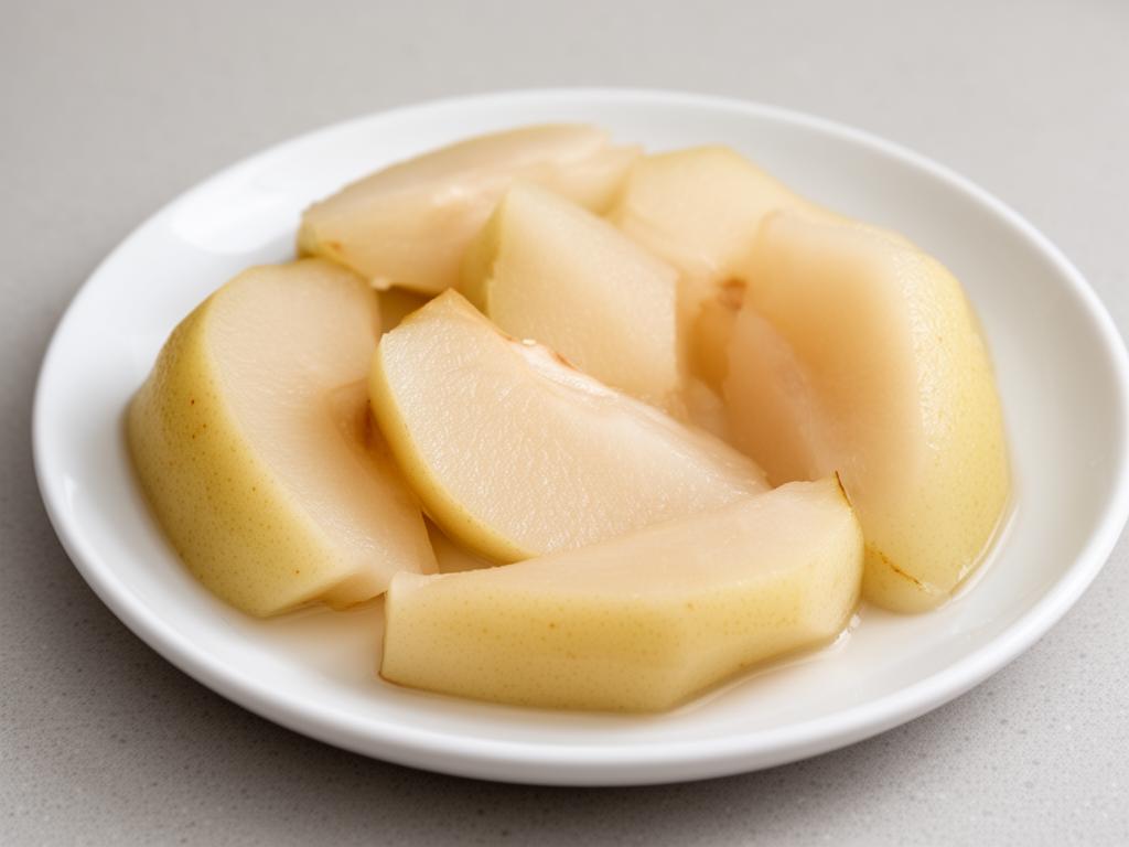 Pera cocida en gajos
