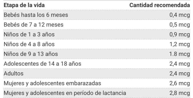 Vitamina B-12 y leche materna